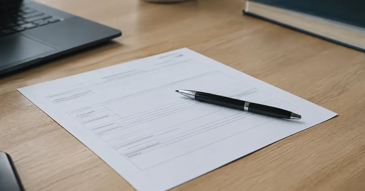 Document administratif imprime pose sur bureau avec stylo